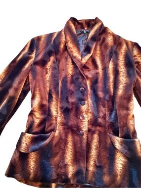 Canadian Designer Maggie Walt Shimmery and Velvet Copper-Brown Blazer